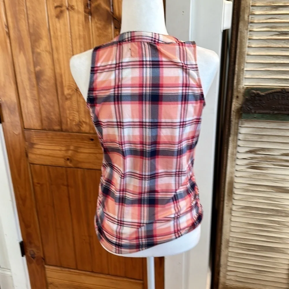 New York Laundry 1/2 button plaid tank top size S